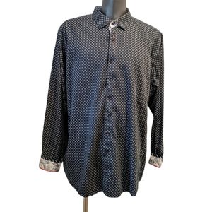 Au Noir men’s navy blue floral button front shirt 2X